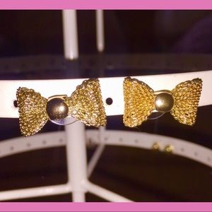 Betsey Johnson Gold Bow Earrings, only worn 1X!